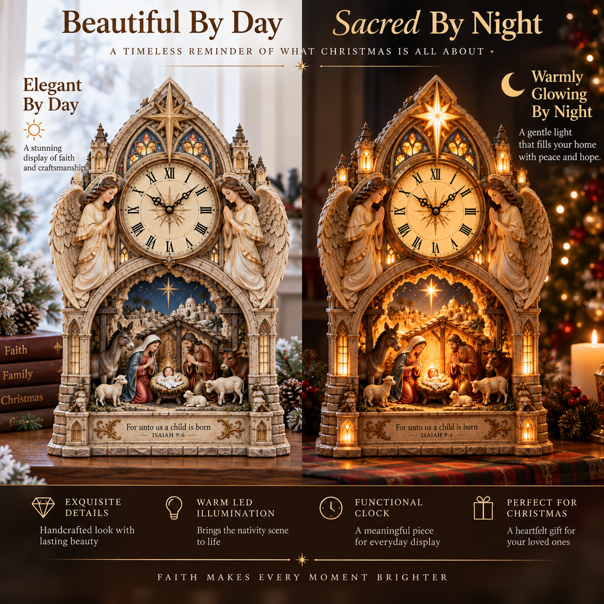 Bethlehem Cathedral Nativity Clock day and night