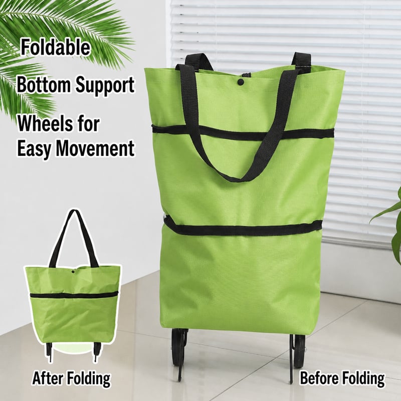 🛒 2-in-1 Foldable Rolling Shopping Trolley Bag -[49% OFF]- ✨ 23L Large Capacity Reduce Hand Strain