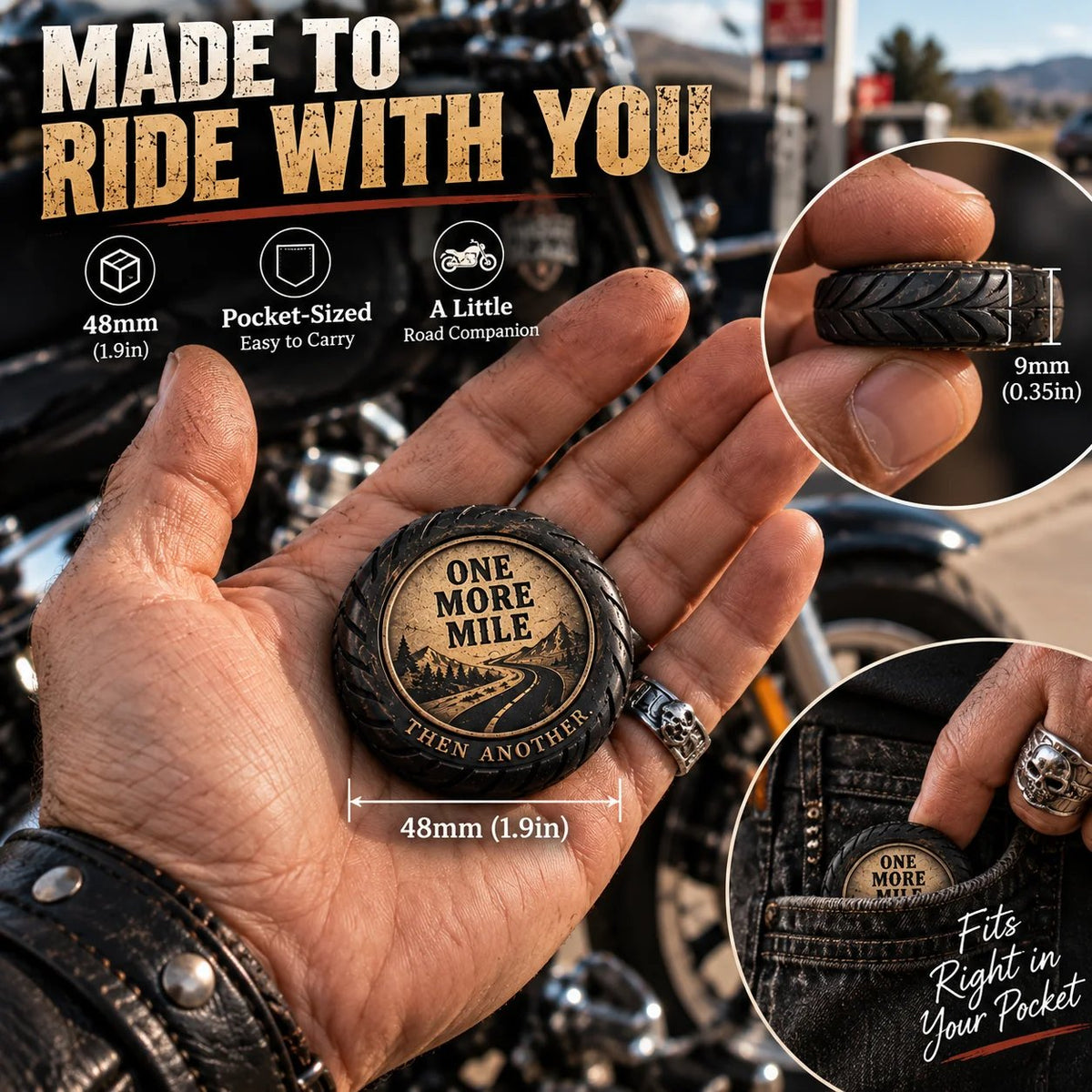 🏍️🛞 One More Mile™ Pocket Hug for Riders