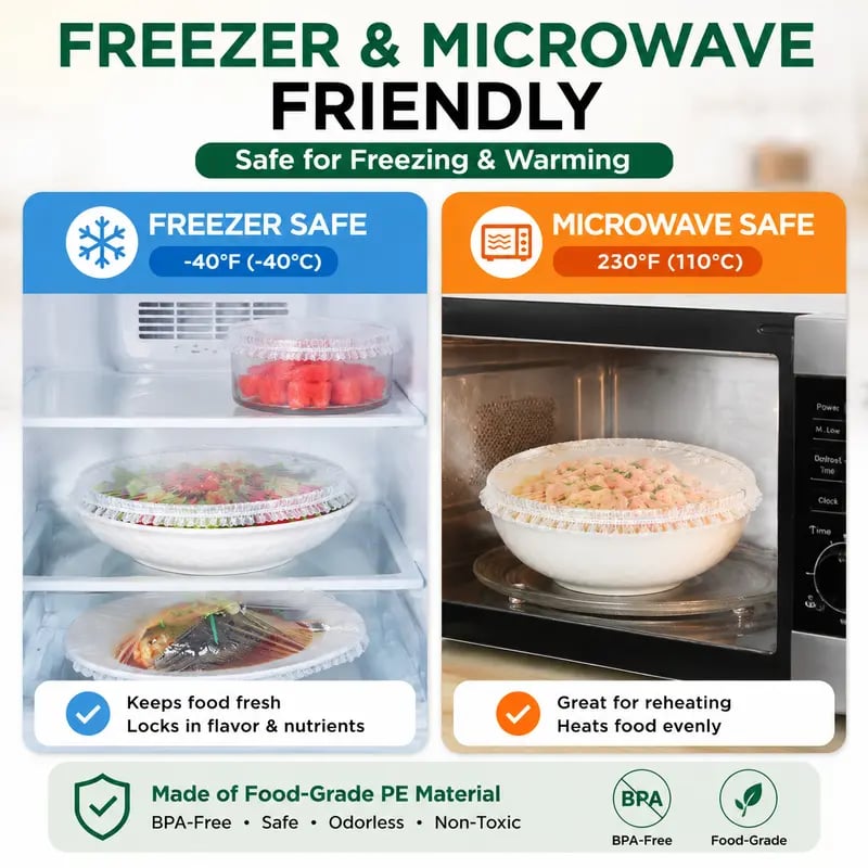 🥗 Disposable Stretch Food Covers for Bowls & Plates – Food-Grade, BPA-Free & Non-Toxic PE Material