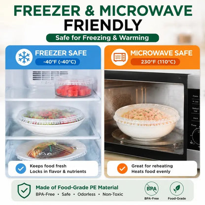 🥗 Disposable Stretch Food Covers for Bowls & Plates – Food-Grade, BPA-Free & Non-Toxic PE Material