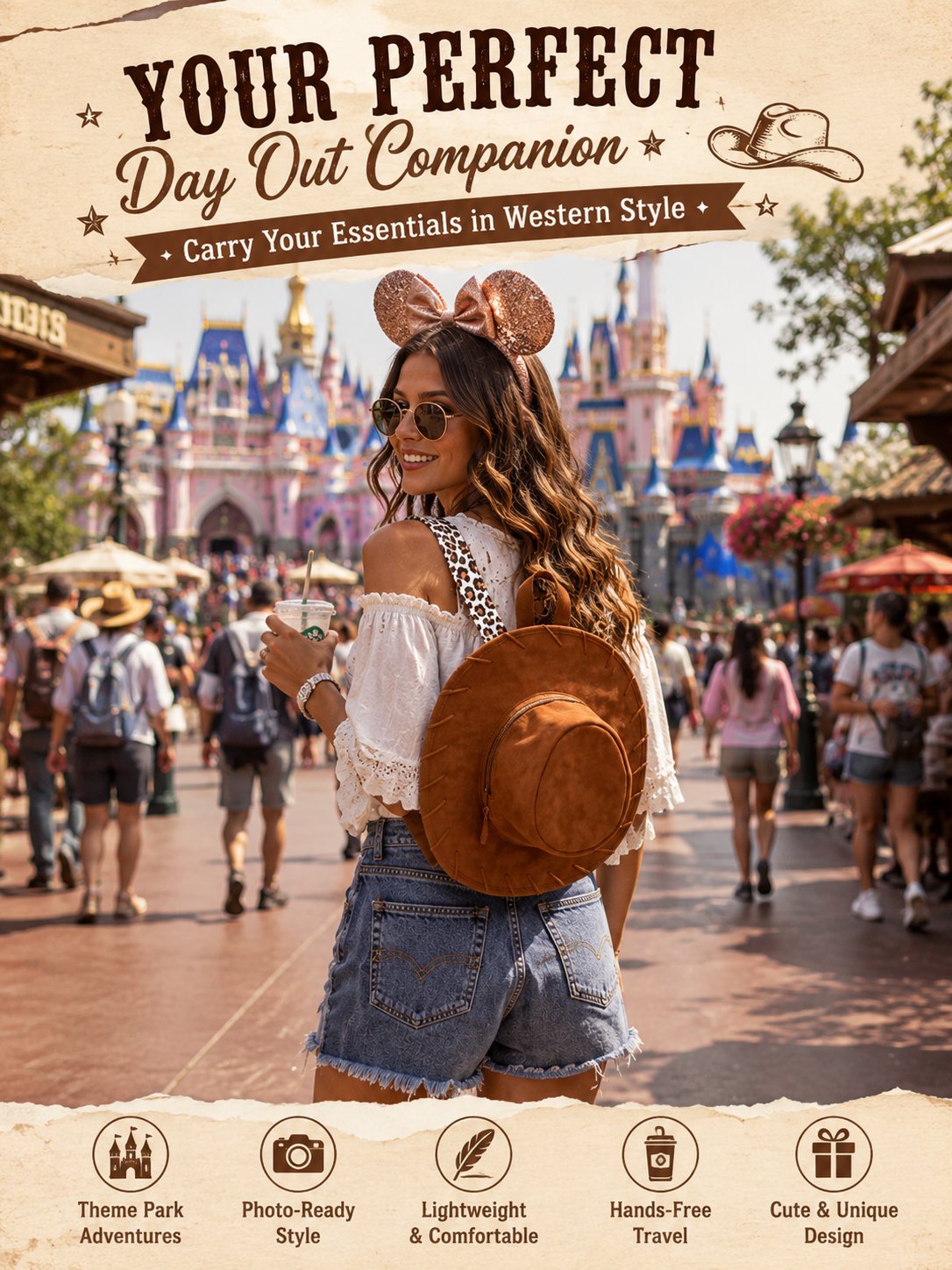 Cowgirl Hat Backpack – Western Style Mini Backpack for Travel & Everyday Use