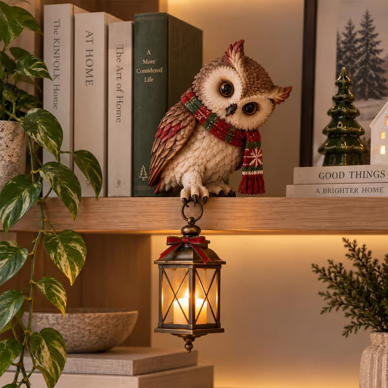 🦉Christmas Owl Lantern Figurine🎁✨