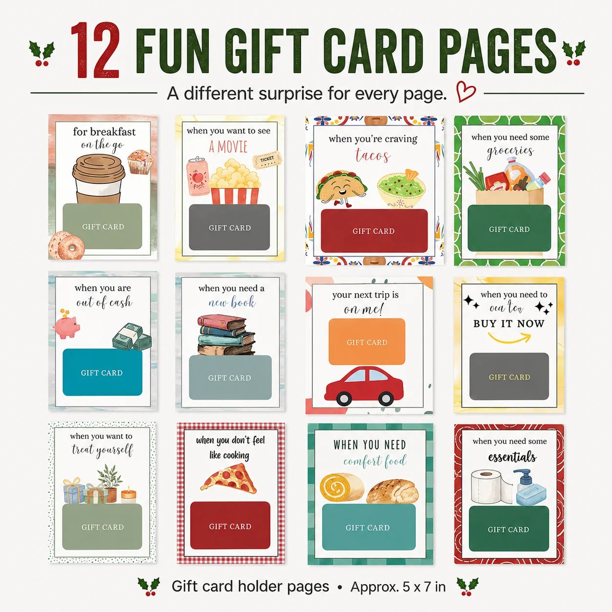 🔥𝗕𝗨𝗬 𝟮 𝗙𝗥𝗘𝗘 𝗦𝗛𝗜𝗣𝗣𝗜𝗡𝗚🎄Turn Gift Cards Into A Christmas Surprise - Spiral-Bound Christmas Gift Card Book🎁