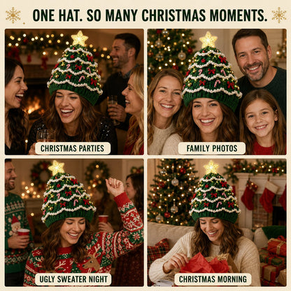 ⏳ Last Day 49% OFF – 🎄Beginner-Friendly Light-Up Christmas Tree Crochet Hat DIY Kit | Complete Kit with Coordinated Yarn, LED Lights & Step-by-Step Guide Included 💕