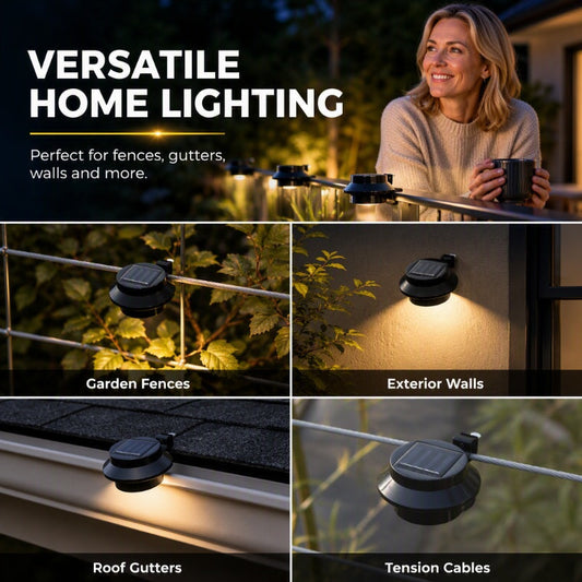 ☀️ Solar LED Gutter Wall Light – Wireless Outdoor Lighting for Fences, Decks & Paths