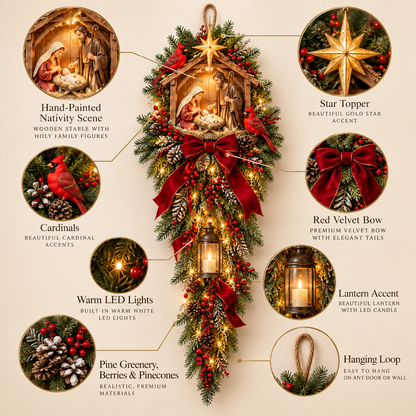 🔥Last Day 49% OFF🔥Bethlehem Lantern Nativity Swag™ Lighted Christmas Door & Wall Decor