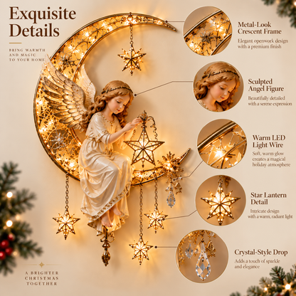 🔥Heavenly Angel Crescent Moon Glow™ - Lighted Christmas Wall Decor