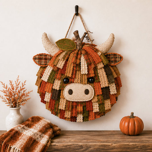 Autumn Highland Cow Pumpkin 3D Fabric Diy Kit