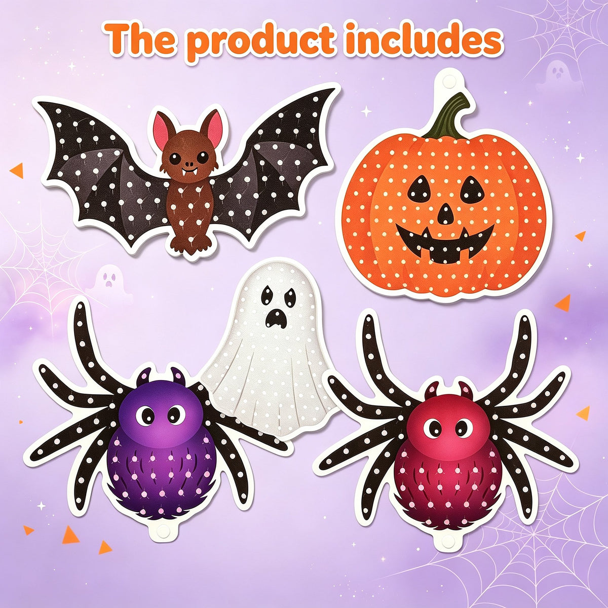 👻Halloween Poke In Art Kit, Kids Handmade Hanging Decor Craft Set with Pumpkin Ghost Bat Spider