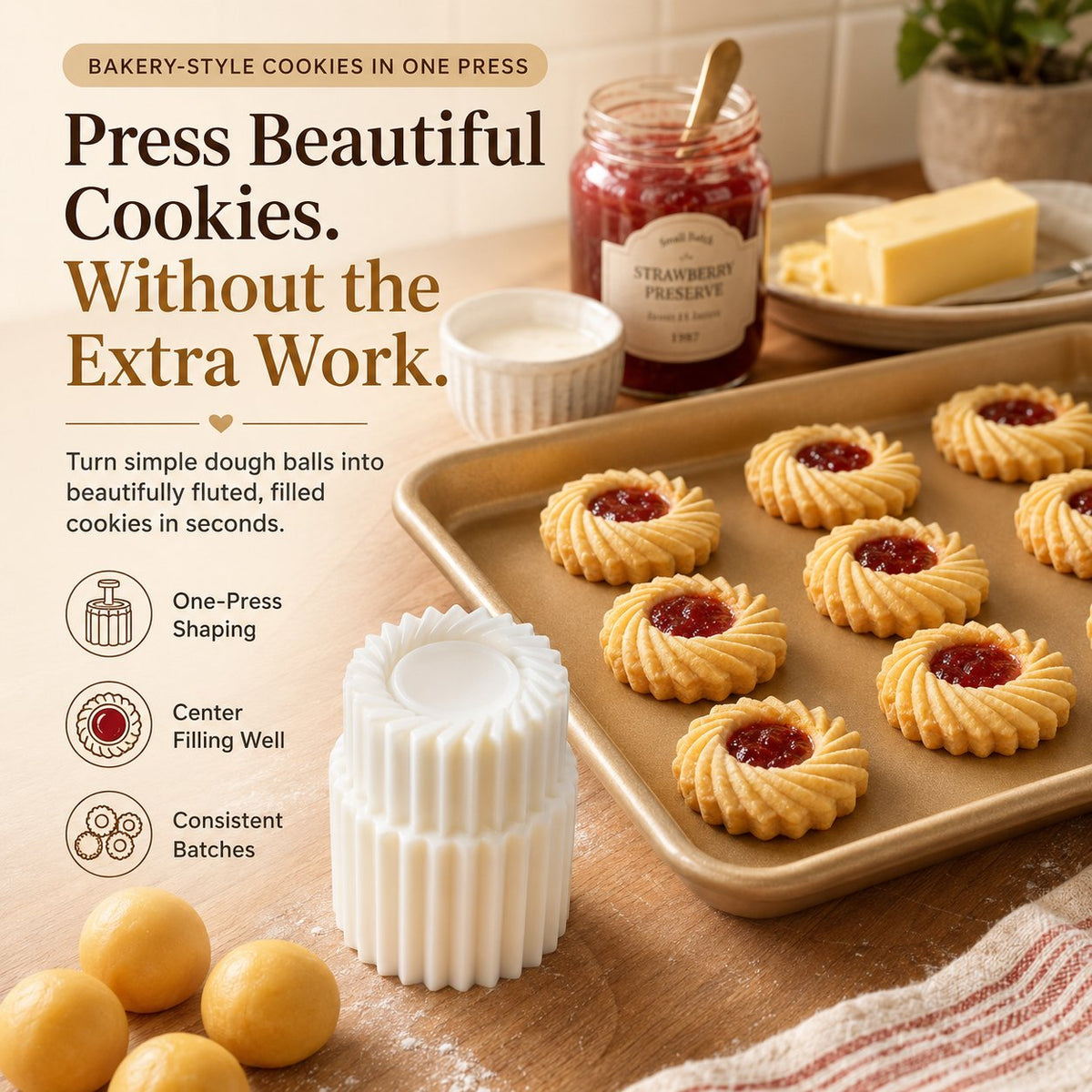 ⏳ Last day! 49% OFF – 🍪 Fluted Jam Cookie Press Mold