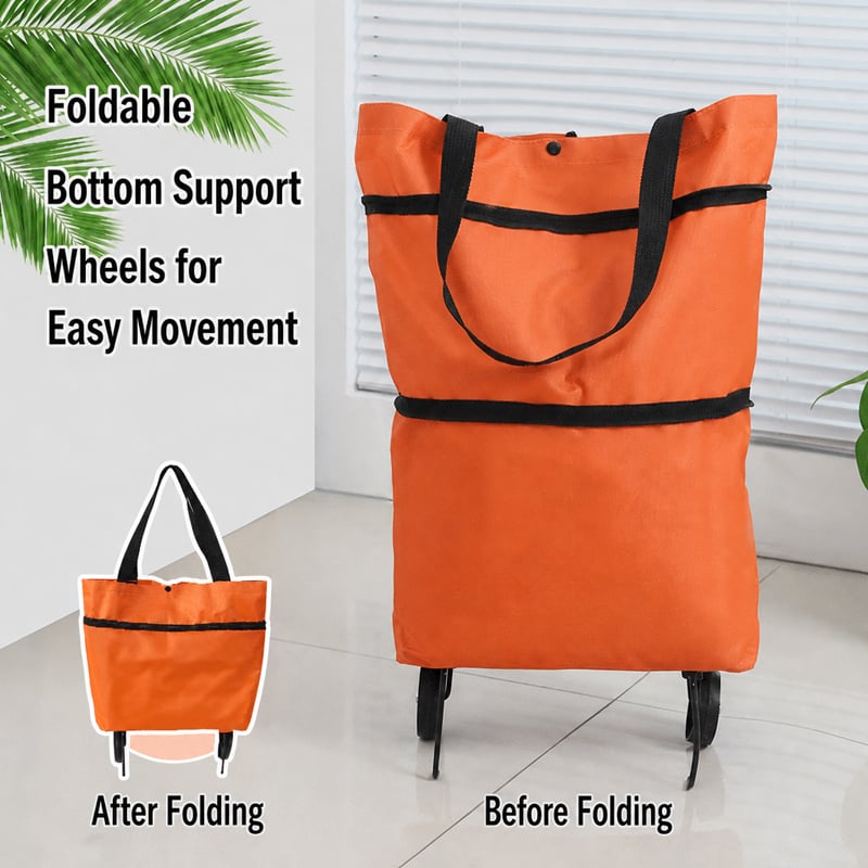 🛒 2-in-1 Foldable Rolling Shopping Trolley Bag -[49% OFF]- ✨ 23L Large Capacity Reduce Hand Strain
