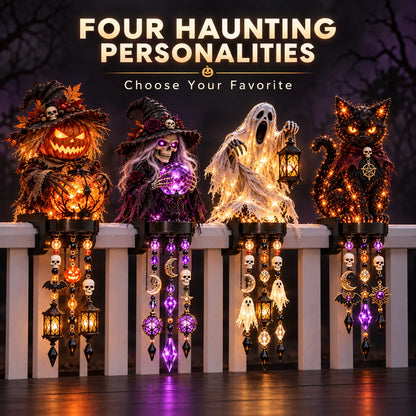 🎃 Halloween Character Glow Cascade Railing Lights – Pumpkin, Witch, Ghost & Black Cat