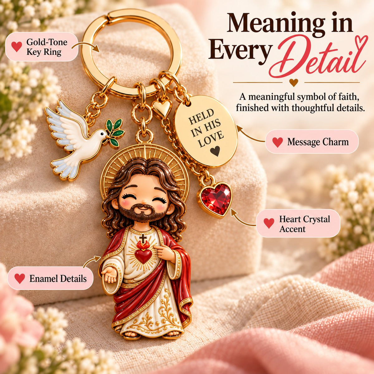 🔥LAST DAY 50% OFF-Emotional Support Jesus Keychain | Always With You Gift Set with Message Card