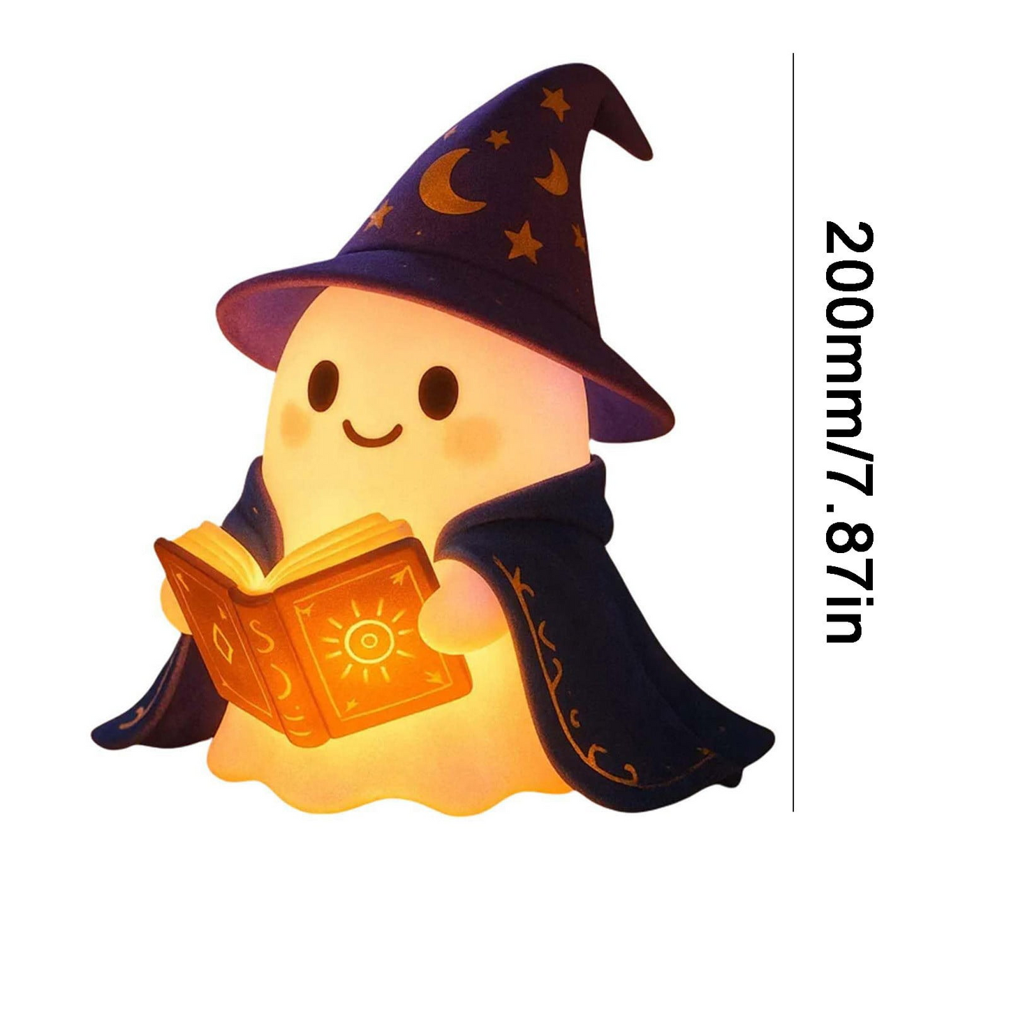 Wizard Reading Ghost LED Night Light Resin Cute Desk Lamp Portable Hallowee