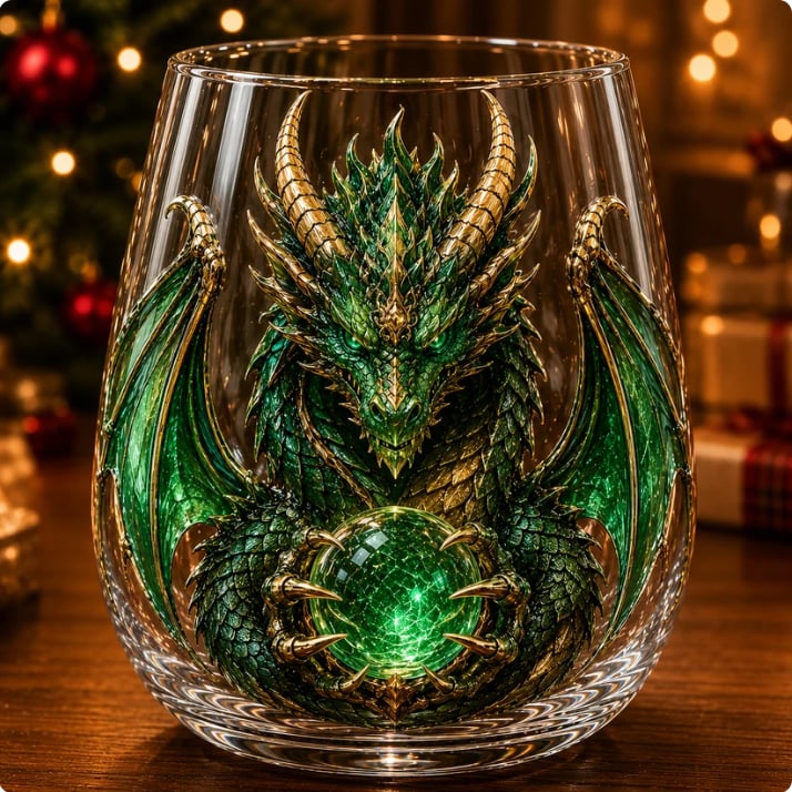 🐉✨3D Mythic Dragon Glass Art Cup | Luxury Raised Fantasy Glassware for Whiskey, Home Bar Décor & Legendary Gifts