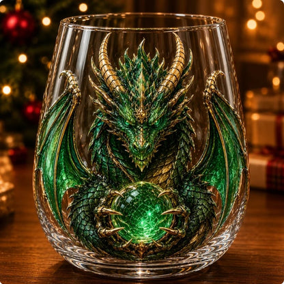 🐉✨3D Mythic Dragon Glass Art Cup | Luxury Raised Fantasy Glassware for Whiskey, Home Bar Décor & Legendary Gifts
