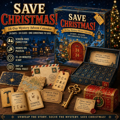 ⏳ Last Day 49% OFF – 🎄24-Day Mystery Adventure Advent Calendar | Interactive Christmas Puzzle Game with 6 Story Themes, Hidden Clues & Hands-On Challenges 🧩