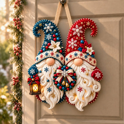 🎄 Christmas Gnome Mug Door Hanger – Cozy Felt Holiday Door Decor