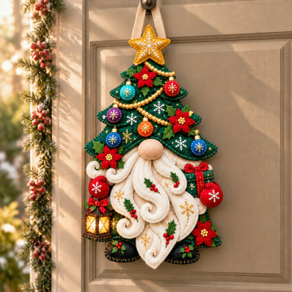 🎄 Christmas Gnome Mug Door Hanger – Cozy Felt Holiday Door Decor