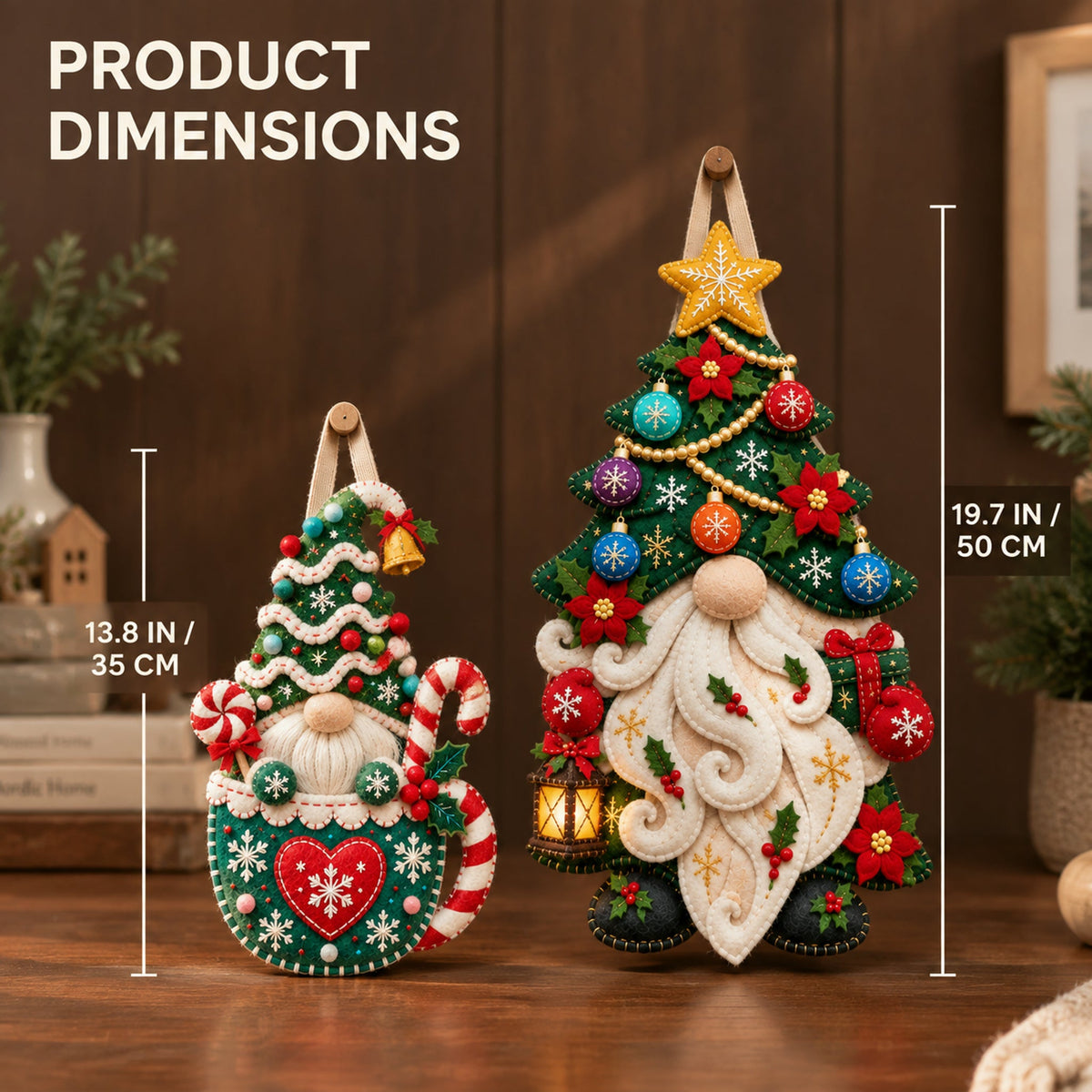 🎄 Christmas Gnome Mug Door Hanger – Cozy Felt Holiday Door Decor