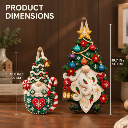 🎄 Christmas Gnome Mug Door Hanger – Cozy Felt Holiday Door Decor