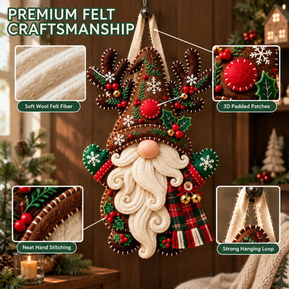 🎄 Christmas Gnome Mug Door Hanger – Cozy Felt Holiday Door Decor