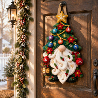 🎄 Christmas Gnome Mug Door Hanger – Cozy Felt Holiday Door Decor