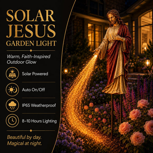 ✝️ Solar Jesus Fiber Optic Garden Light ✨ | Faith-Inspired Outdoor Decor(🔥Same as in the video)
