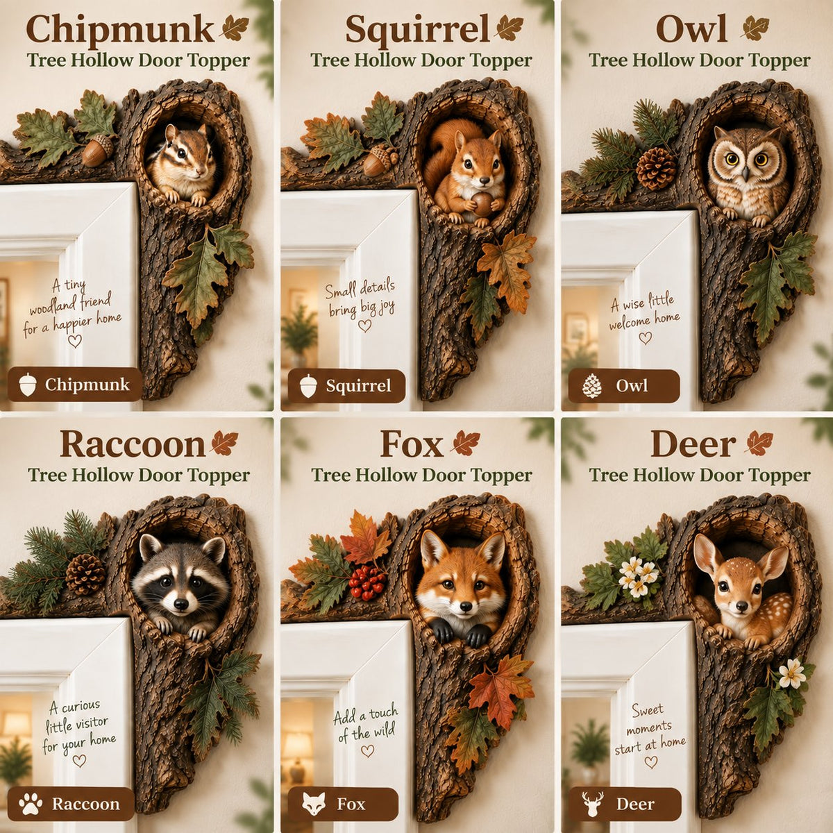 🐿️🌿Chipmunk Tree Hollow Door Topper | Woodland Animal Doorway Decor For Cozy Nature Homes