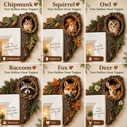 🐿️🌿Chipmunk Tree Hollow Door Topper | Woodland Animal Doorway Decor For Cozy Nature Homes