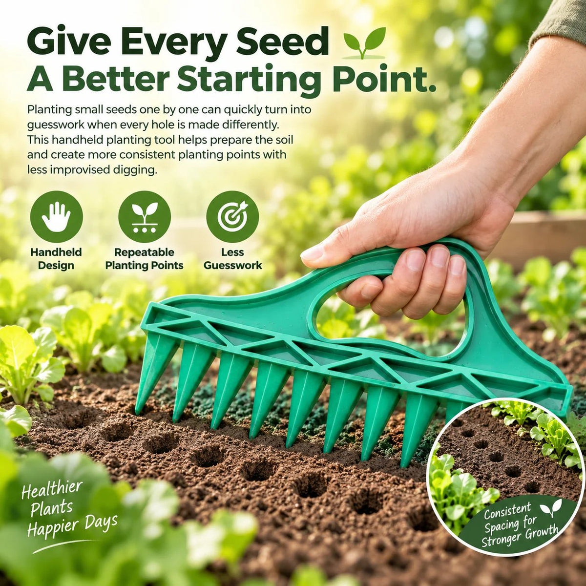 Seed planting puncher creating planting holes