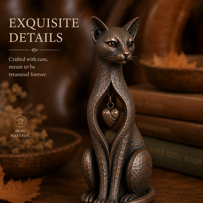 Last day 50% OFF🐱Heritage Heart Sphynx Sculpture – Vintage Iron Cat Accent for Timeless Interiors