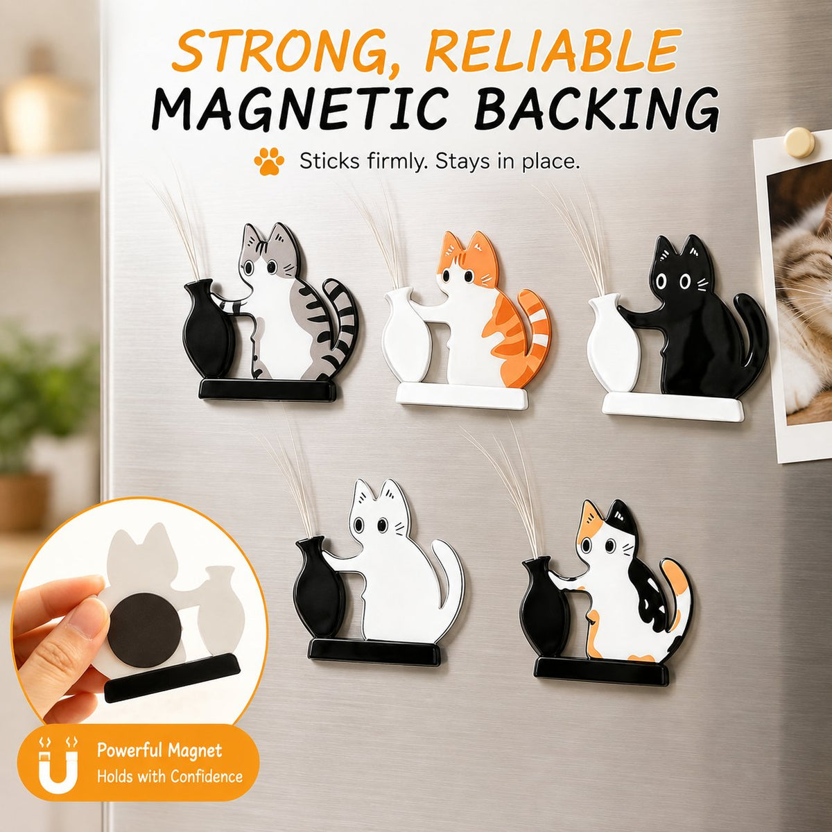 🐱5 Pcs Cat Whisker Holder Refrigerator Magnets, Pet Memorial Decor🐈🐾