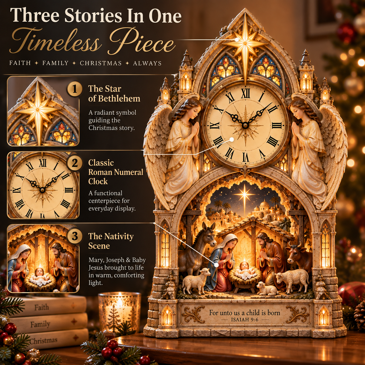 Three stories in one Bethlehem Cathedral Nativity Clock