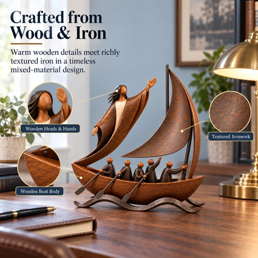 ⛵ When Life Gets Stormy, Let Faith Be Your Anchor — Peace in the Storm Sailboat Sculpture ✝️