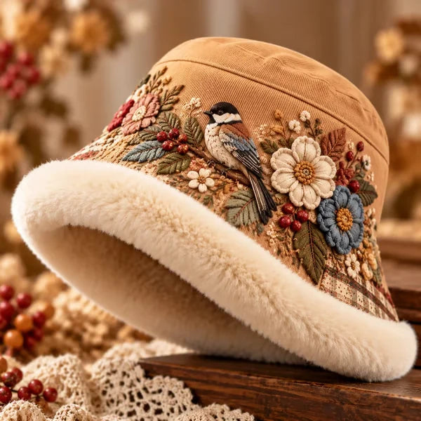 🌸 Women’s Cozy Plush-Lined Winter Bucket Hat – Floral & Animal Designs (📦Buy 3 Free Shipping)