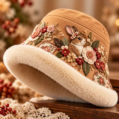 🌸 Women’s Cozy Plush-Lined Winter Bucket Hat – Floral & Animal Designs (📦Buy 3 Free Shipping)