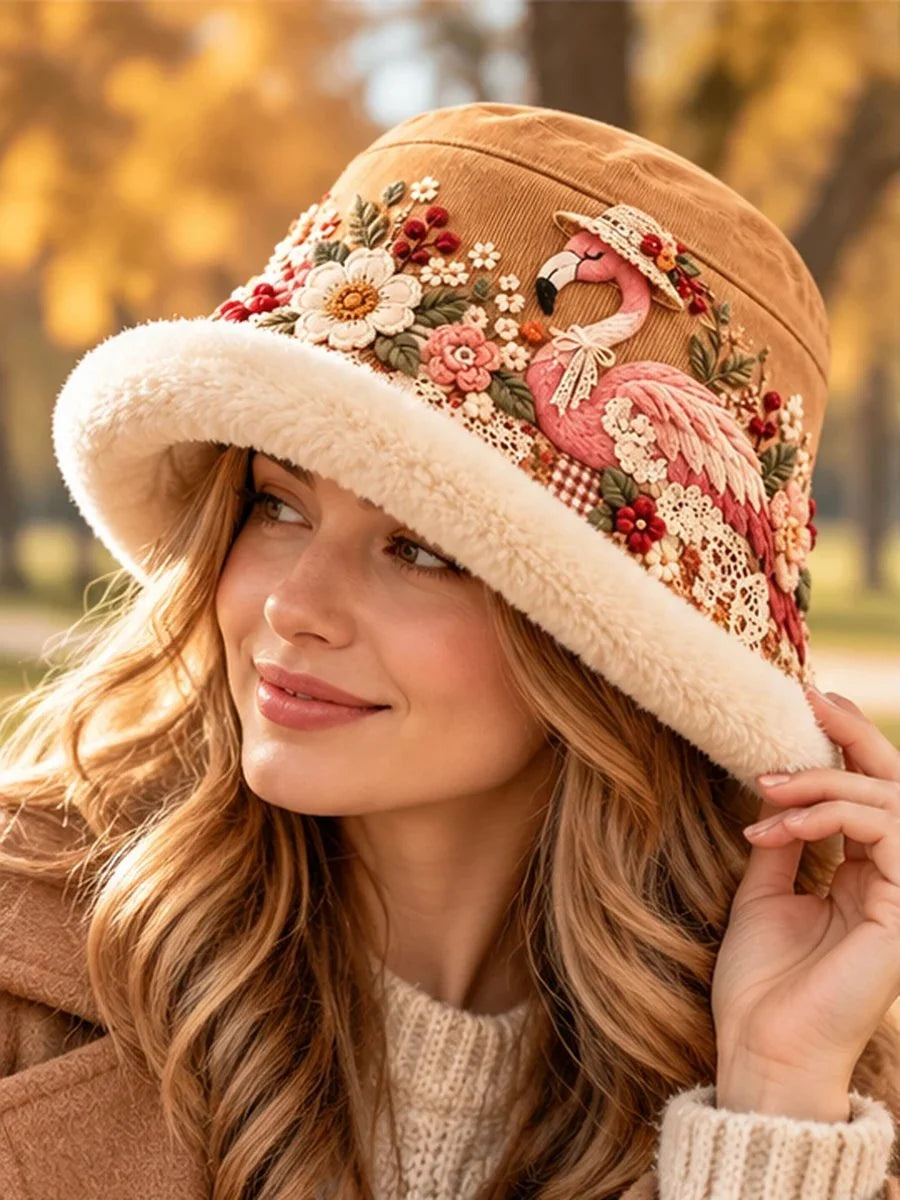 🌸 Women’s Cozy Plush-Lined Winter Bucket Hat – Floral & Animal Designs (📦Buy 3 Free Shipping)