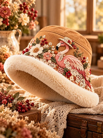 🌸 Women’s Cozy Plush-Lined Winter Bucket Hat – Floral & Animal Designs (📦Buy 3 Free Shipping)