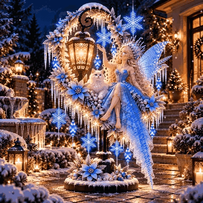 ❄️ Frostlight  – Illuminated Winter Fairy & Snowflake Garden Display