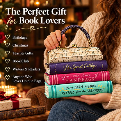 📚 Vintage Stacked Book Novelty Handbag – Literary Crossbody Purse for Book Lovers