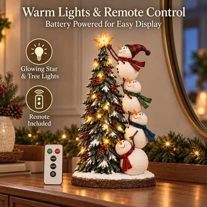🔥 Last Day 50% Off 🔥 Snowmen Topping the Christmas Tree – Lighted Christmas Figurine
