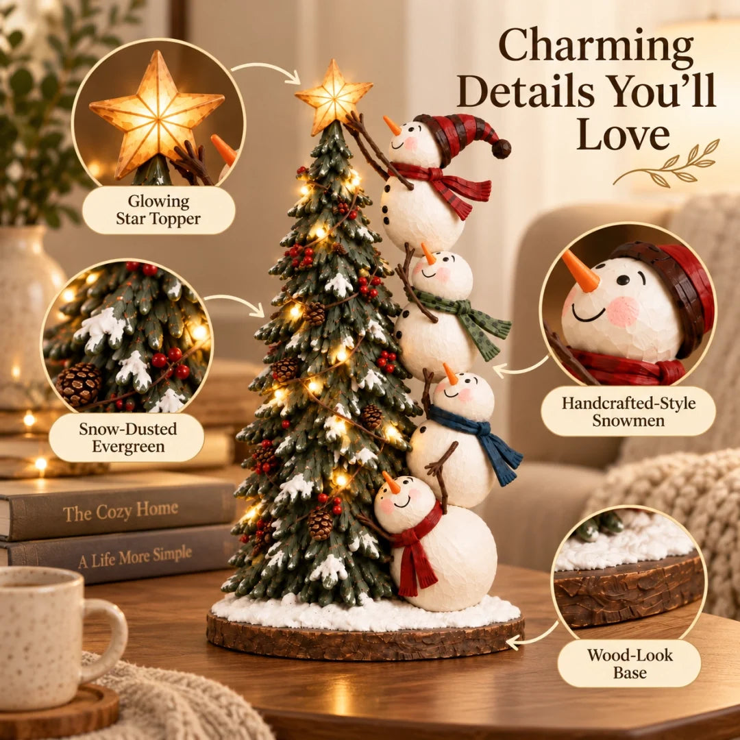 🔥 Last Day 50% Off 🔥 Snowmen Topping the Christmas Tree – Lighted Christmas Figurine