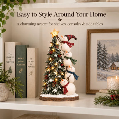 🔥 Last Day 50% Off 🔥 Snowmen Topping the Christmas Tree – Lighted Christmas Figurine