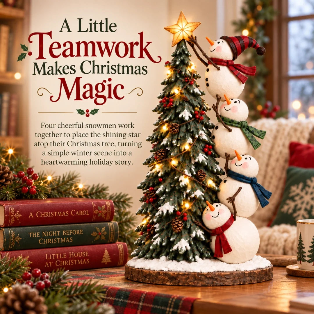 🔥 Last Day 50% Off 🔥 Snowmen Topping the Christmas Tree – Lighted Christmas Figurine