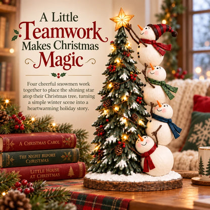 🔥 Last Day 50% Off 🔥 Snowmen Topping the Christmas Tree – Lighted Christmas Figurine