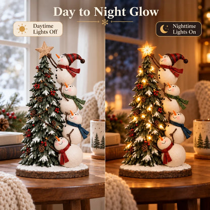 🔥 Last Day 50% Off 🔥 Snowmen Topping the Christmas Tree – Lighted Christmas Figurine