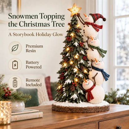 🔥 Last Day 50% Off 🔥 Snowmen Topping the Christmas Tree – Lighted Christmas Figurine