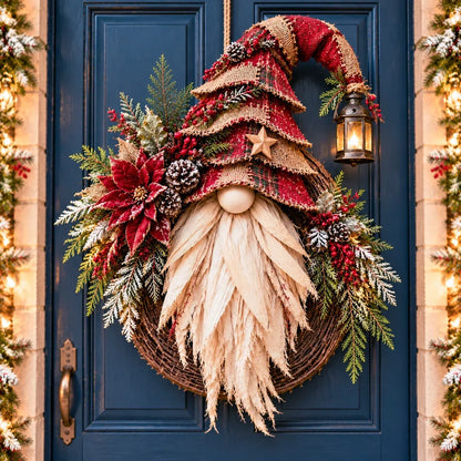 🎄 Rustic Christmas Gnome Wreath – A Cozy Farmhouse Christmas Welcome